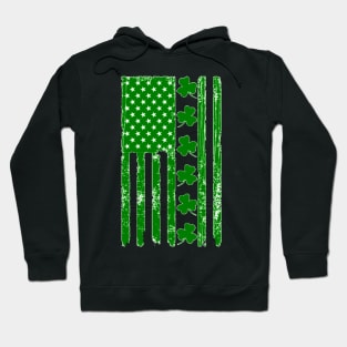 St Patricks Day Shamrock Irish American Flag Grunge Hoodie